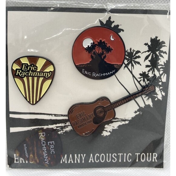Eric Rachmany Acoustic Tour Lapel Pin Set of 3‎ With Guitar Pick Singer Musician - Picture 1 of 7